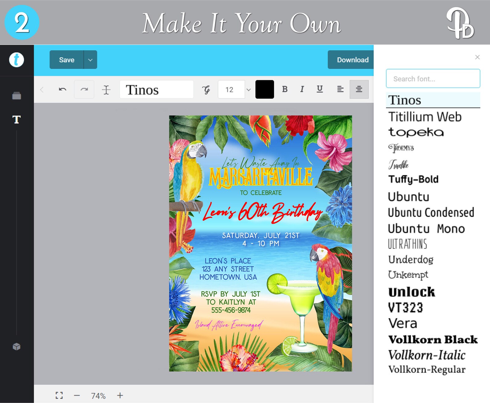 Margaritaville Birthday Party Invitation Template Tropical - Etsy