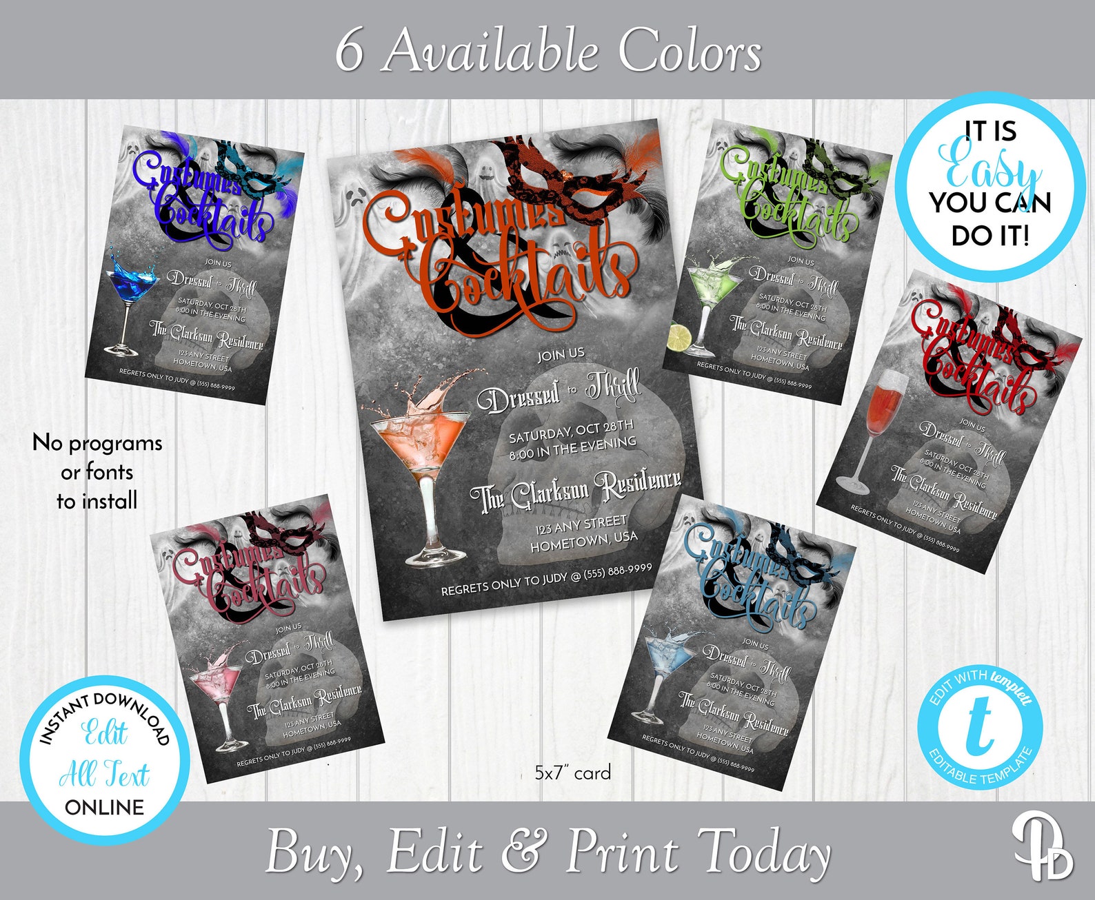 Costumes and Cocktails Printable Halloween Costume Party - Etsy