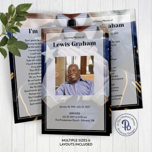 Military Honors Funeral Program Template, Patriotic Obituary/Order of Service, Printable Memorial Service, Edit in Templett, ZFP 21128