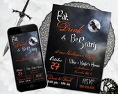 Eat, Drink and Be Scary Printable Halloween Costume Party Invitation, Adult Digital Halloween Invite, Edit in Templett, ZHW 20004