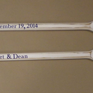 Wedding Guest Book Set of 2 White Washed Oars Paddles With Nautical Blue Personalization image 8