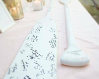 Wedding Guest Book Set of 2  4 Feet White Washed Oars Paddles Wedding Dates & Names