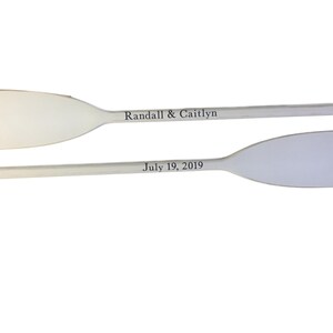 Wedding Guest Book Set of 2 White Washed Oars Paddles With Nautical Blue Personalization image 2