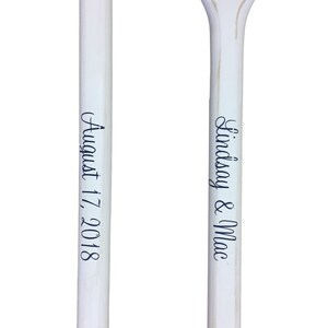 Wedding Guest Book Set of 2 White Washed Oars Paddles With Nautical Blue Personalization image 9