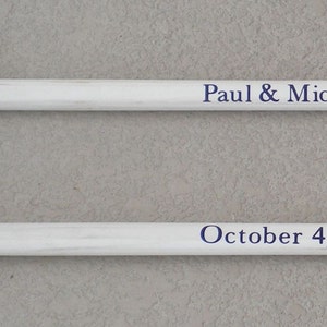 Wedding Guest Book Set of 2 White Washed Oars Paddles With Nautical Blue Personalization image 5