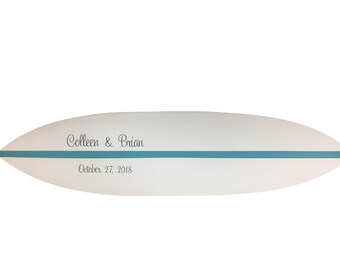 4' Surf Board Wedding Guest Book, Wood  Hand Made, Names & Dates Custom