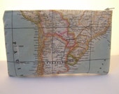 Handmade map fabric pencilcase/toiletries bag