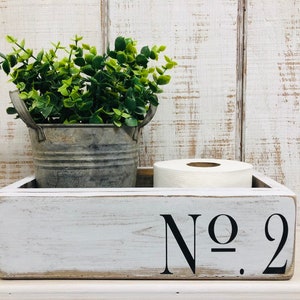 Funny back of the toilet storage box - Number 2 no 2 toilet paper holder caddy - funny bathroom no 2 decor-  guest bathroom