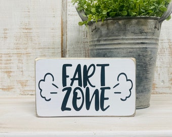 Funny boys bathroom sign, kids guest or half bath sign, bathroom humor, fart zone saying