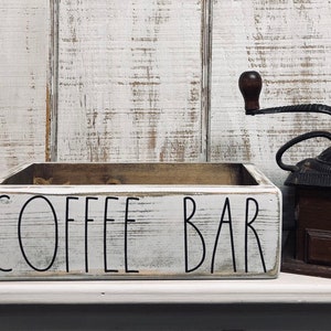 Coffee bar storage box - coffee supplies organizer - coffee cup storage - farmhouse style kitchen decor - 12&quot; x 6.5&quot; x 3.5&quot;