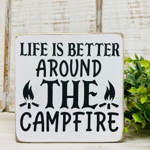 Life Is Better Around The Camp Fire Vintage Metal Tin Sign – Rustic Wall Decor For Cabin, Garage, Bar
