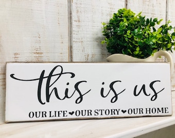 This is us our life our story our home wood sign - farmhouse sign - photo gallery wall sign - size variations available