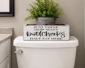 Handmade Farmhouse Toilet Tank Caddy – Rustic Bathroom Decor Box