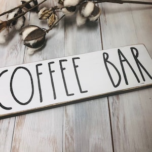 Coffee bar hand painted wood sign, kitchen coffee decor, farmhouse style sign