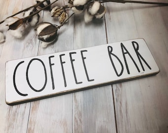 Coffee bar hand painted wood sign, kitchen coffee decor, farmhouse style sign
