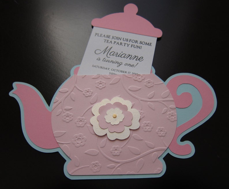 Floral Garden Teapot Invitation for Tea Party Etsy UK