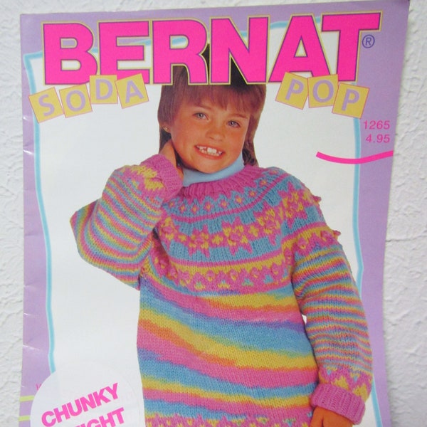 Bernat Soda Pop #1265 - Chunky Weight Children's Sweaters - 7 Designs - Knitting