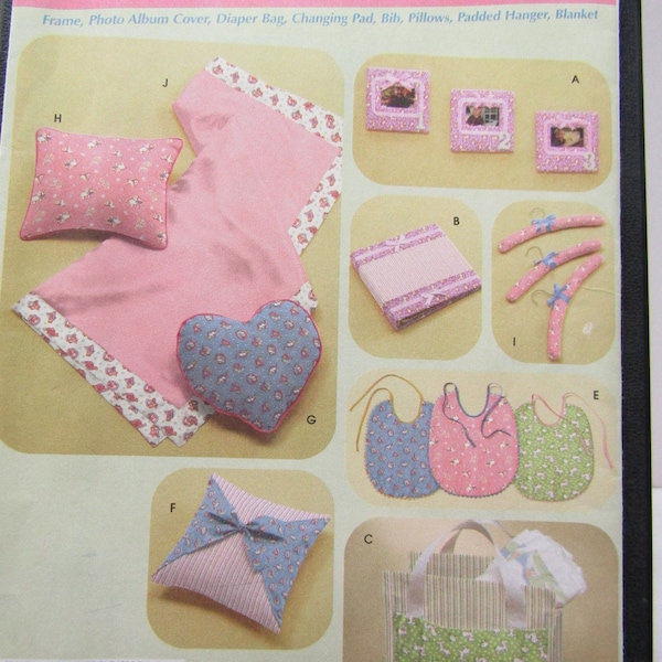 Simplicity 4642 - 2006 Baby Gifts-Blanket, Bib, Tote Pillows, Picture Frames, Changing Pad