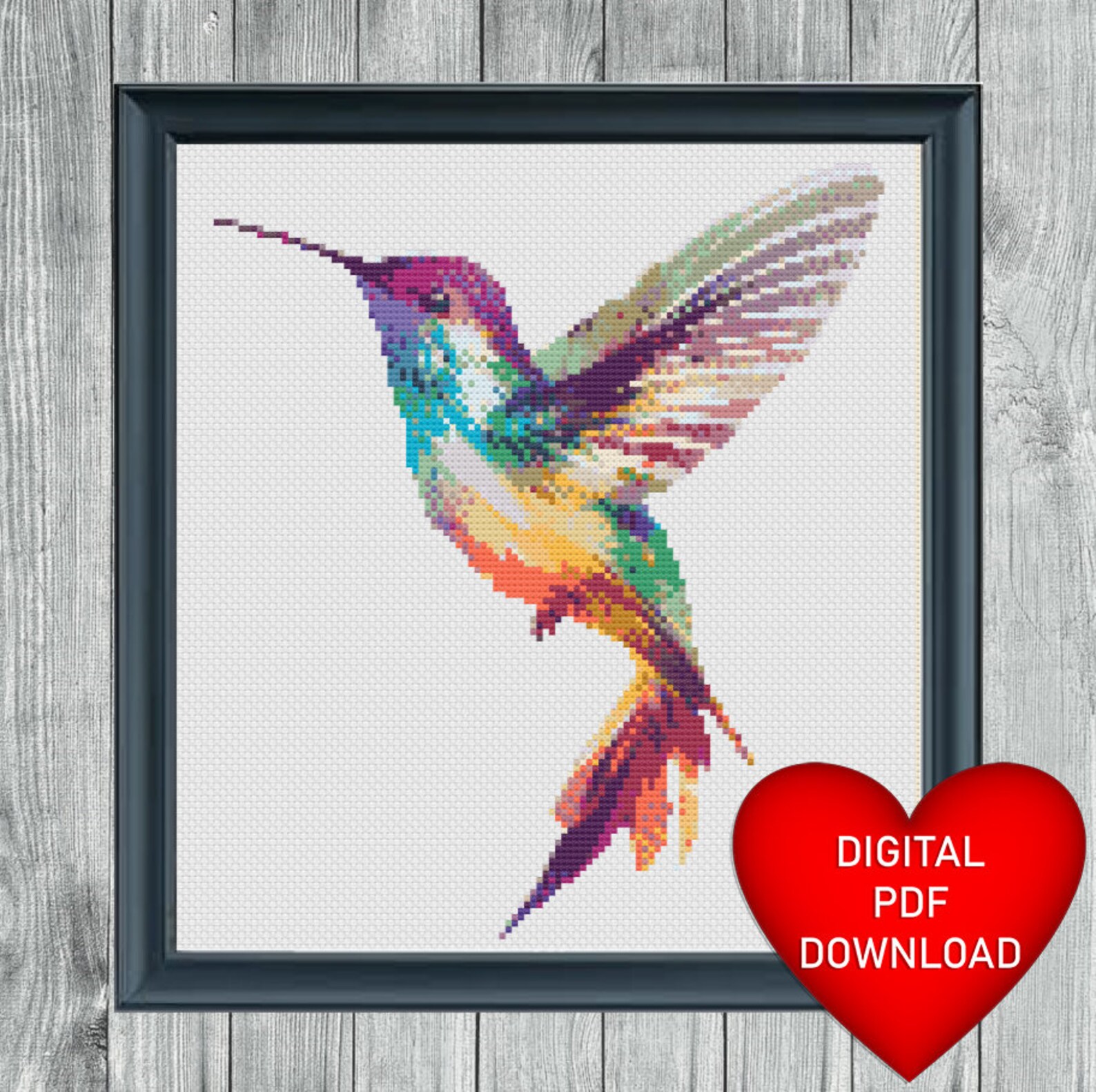Colourful Watercolor Hummingbird Cross Stitch Pattern, Instant PDF ...