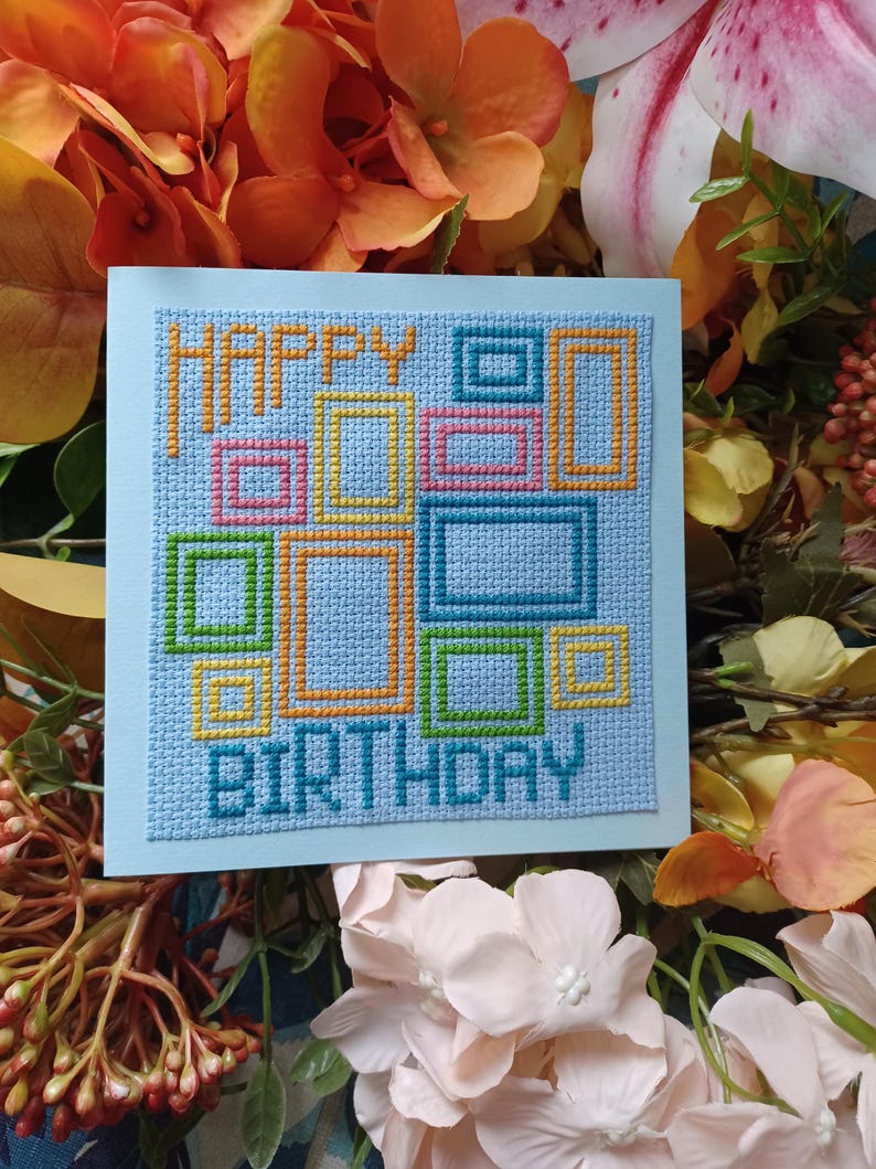 Cross Stitch Pattern Happy Birthday Boxes, Instant PDF Download, X ...
