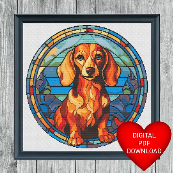 Dachshund Stained Glass Pattern Etsy