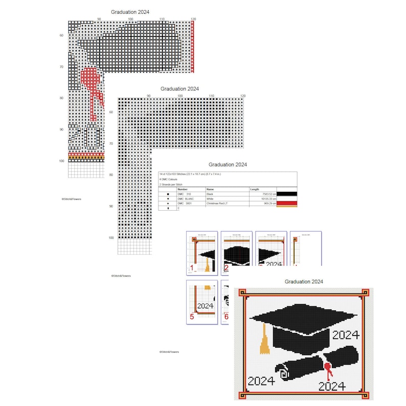 Cross Stitch Pattern, Graduation 2024, Instant PDF Download, Bird X ...