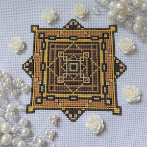 Cross Stitch Pattern Small Art Deco Style, Instant PDF Download, X Stitching Hobby, 14ct Aida, Embroidery, DMC Floss Thread, Architectural