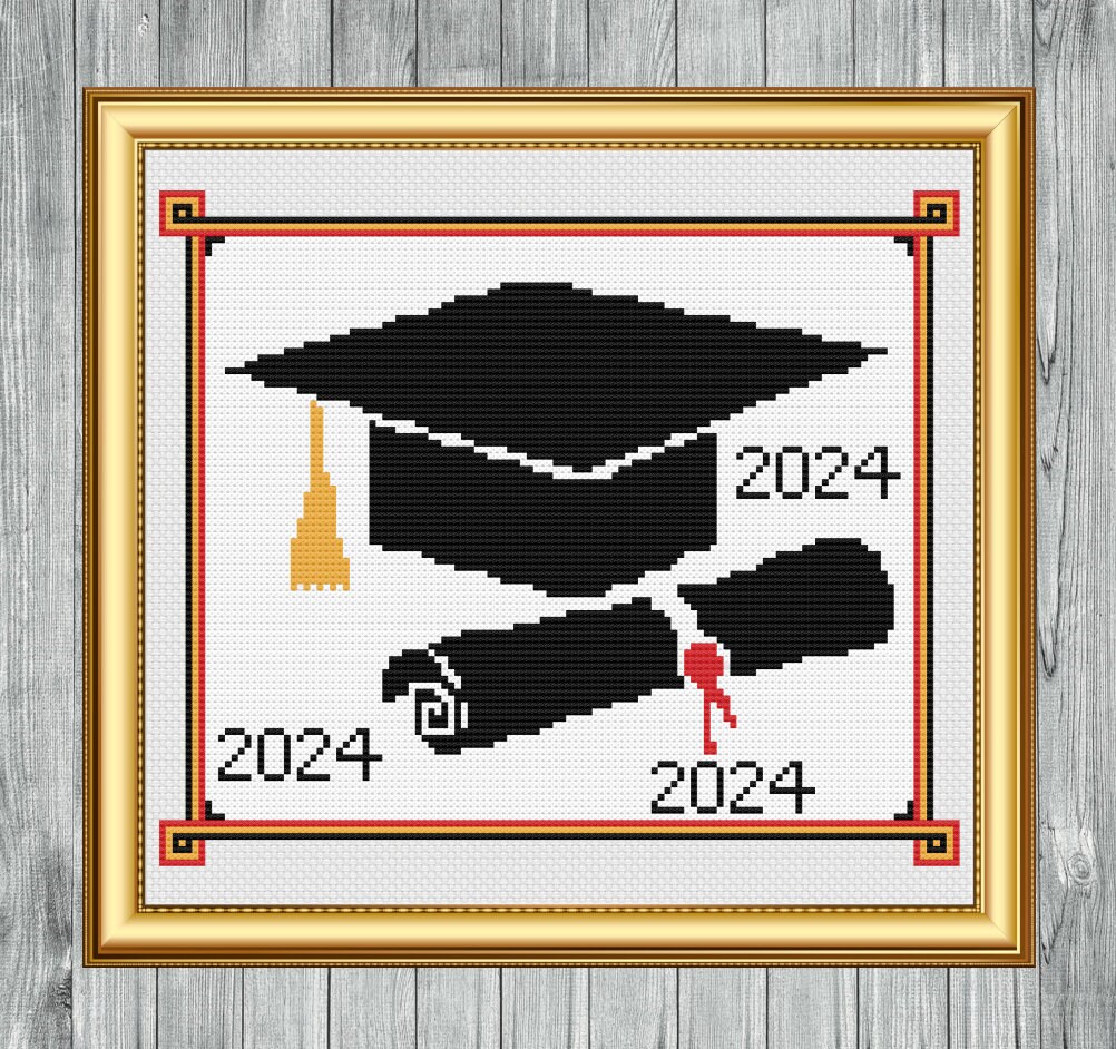 Graduation Thread Cross Stitch Pattern, Graduation 2024, Instant PDF Download, Bird X ...