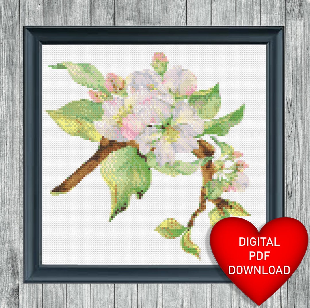 Watercolour Style Cherry Blossom Cross Stitch Pattern, Instant PDF ...
