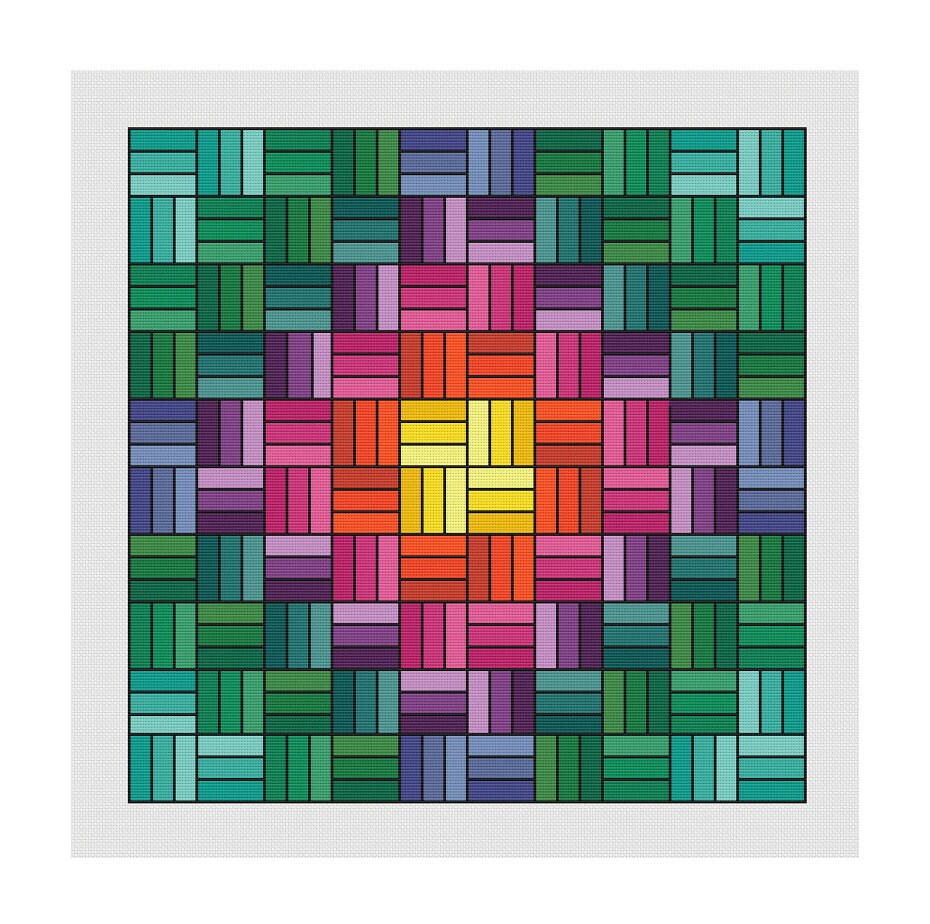 Multicoloured Rectangle Cross Stitch Pattern Style Art, Instant PDF ...