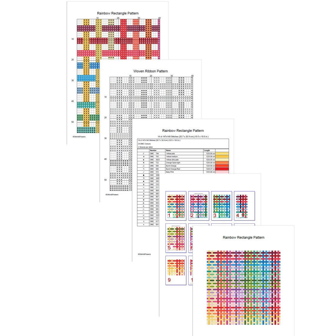 Woven Ribbon Cross Stitch Pattern, Instant PDF Download, X Stitching ...