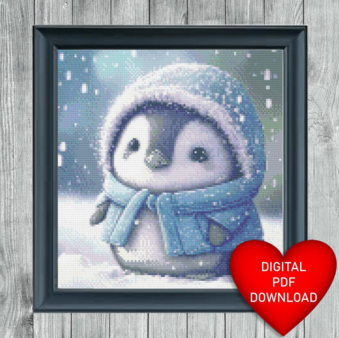 Cute Baby Penguin in the Snow Cross Stitch Pattern, Instant PDF ...