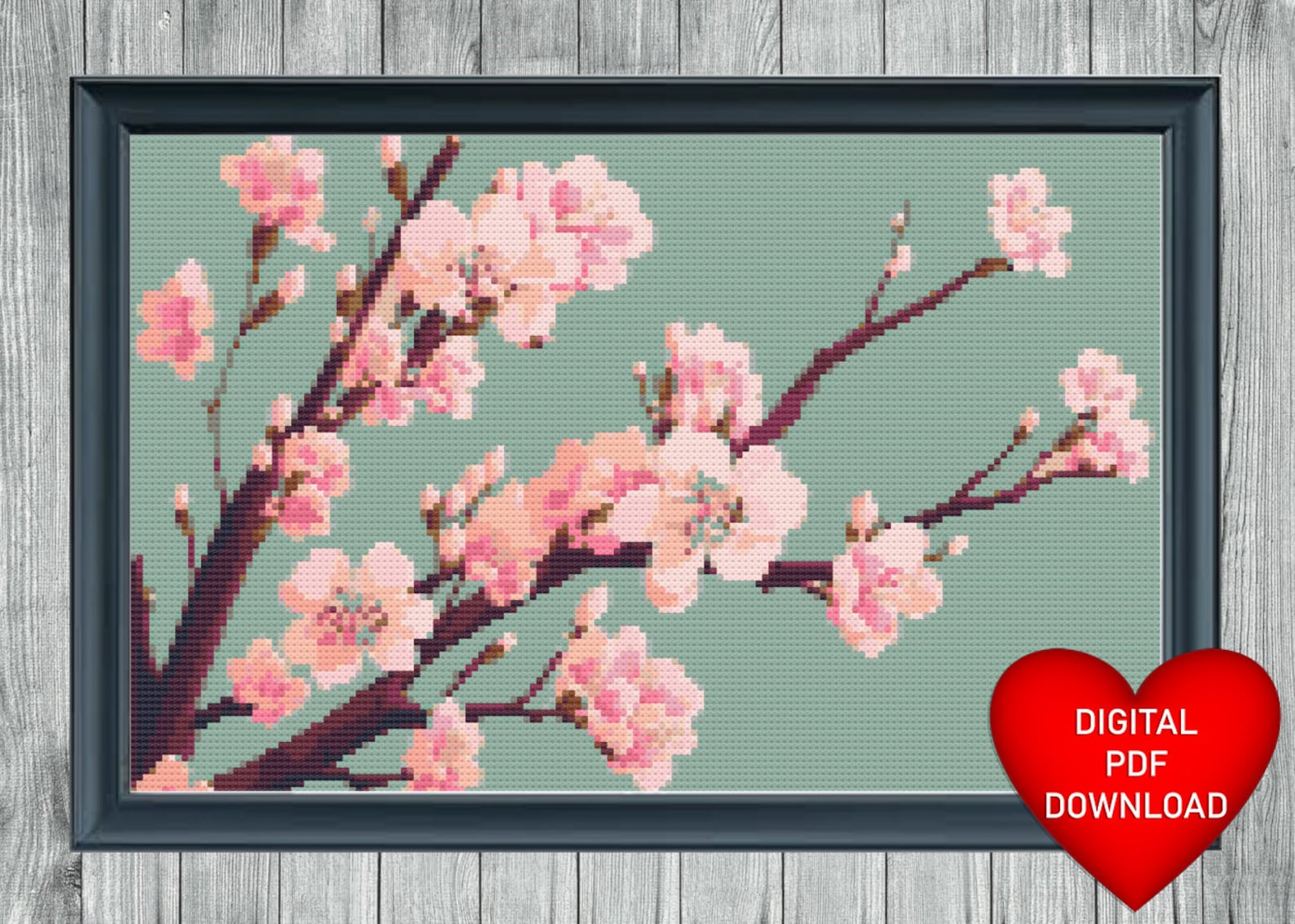 Cross Stitch Pattern, Cherry Blossom Branch, Instant PDF Download, X ...