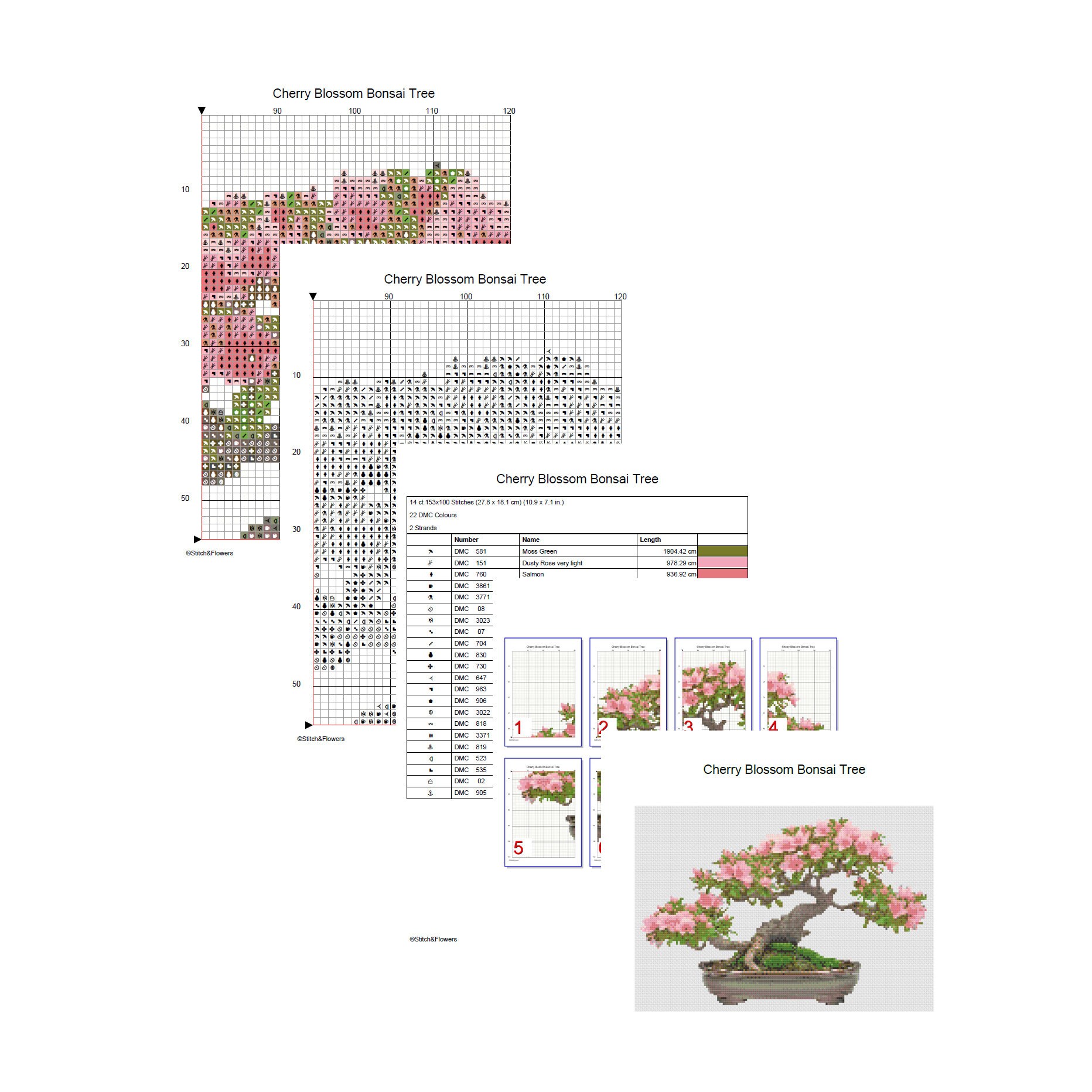 Cross Stitch Pattern Cherry Blossom Bonsai Tree, Instant PDF Download ...