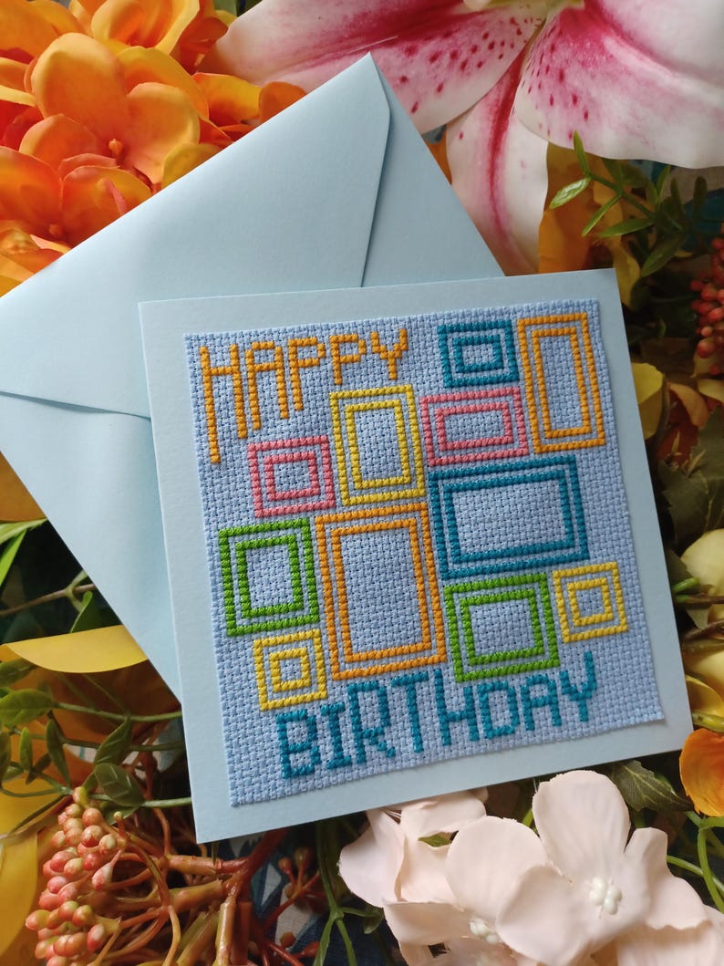 Cross Stitch Pattern Happy Birthday Boxes, Instant PDF Download, X ...