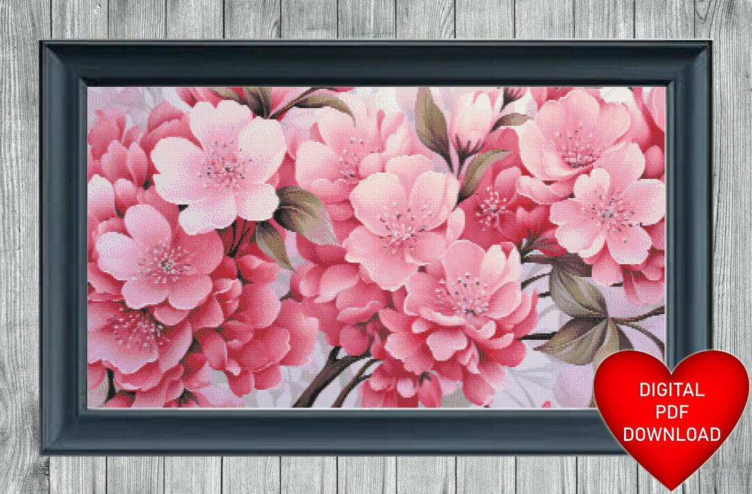 Cross Stitch Pattern, Cherry Blossom Spray, Instant PDF Download, X ...