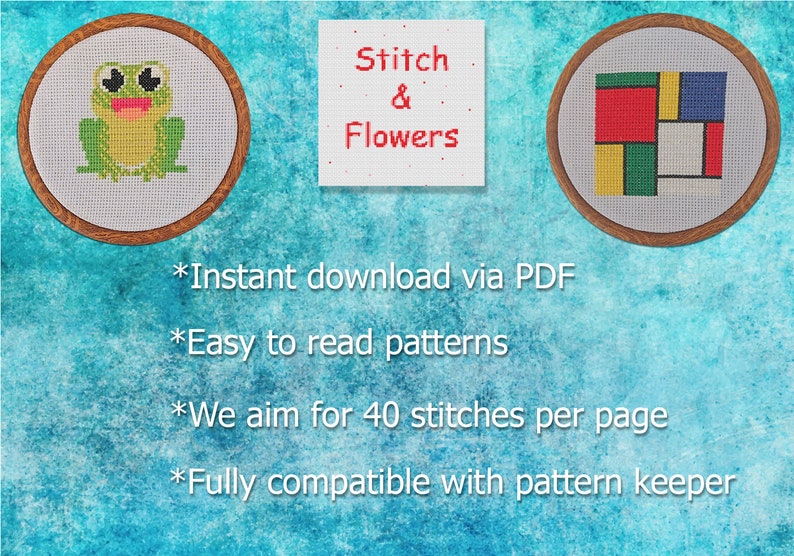 Cross Stitch Pattern Cottage Garden Watercolour, Instant PDF Download