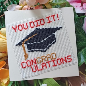 C'est vous qui félicitez, broderie point de croix, remise des diplômes, félicitations, téléchargement PDF, point en X, fil dentaire Aida DMC 14 carats, fabrication de cartes