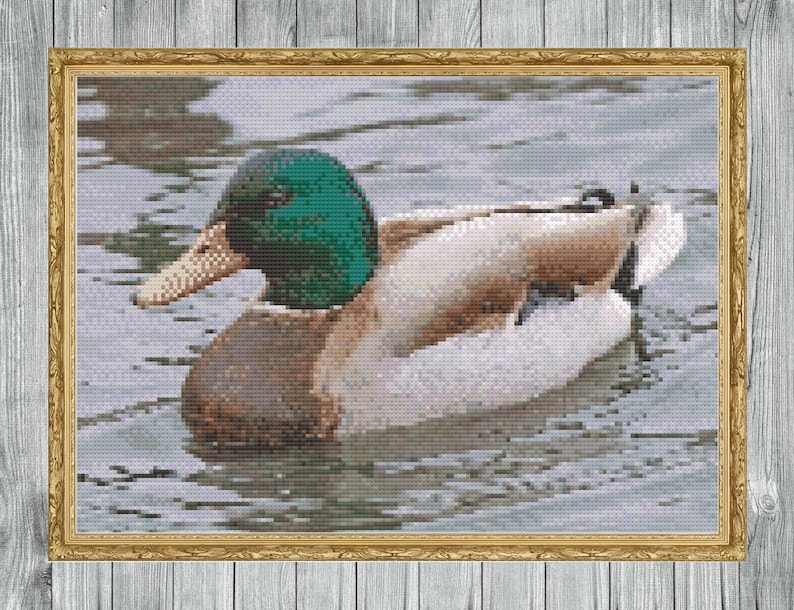 Mallard Duck Cross Stitch Pattern, Instant PDF Download, X Stitch