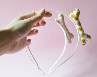 Lovely bone headband. 2 colors to choose yellow dots or pink checks.