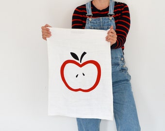 Tea towel - Giant appel illustation - cotton- 39 cm X 54 cm. kitchen decoration