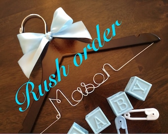 RUSH BABY HANGER, personalized wire name hanger, baby shower gift, mom to be gift, baby room