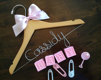 SALE BABY HANGER, personalized wire name hanger, baby shower gift, mom to be gift, baby room