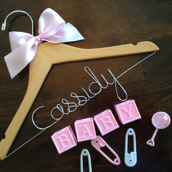 SALE BABY HANGER, personalized wire name hanger, baby shower gift, mom to be gift, baby room