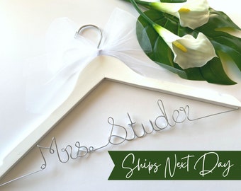 RUSH ORDER, ships next business day---Wedding Hanger, Name Hanger, Personalized Bridal Gift, Bride gift ideas, Dress hanger
