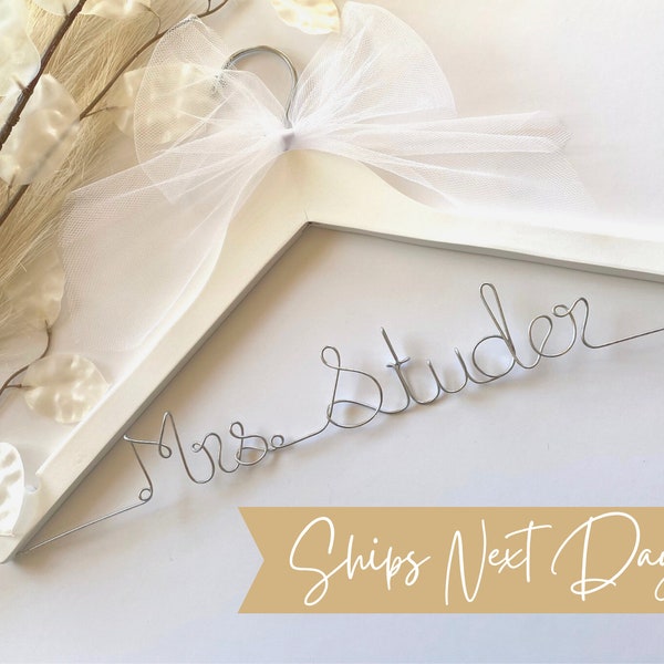 RUSH ORDER, ships next business day---Wedding Hanger, Name Hanger, Personalized Bridal Gift, Bride gift ideas, Dress hanger