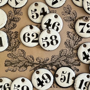 antique French round enamel number tag, circa 1930s