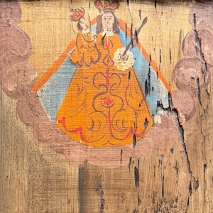 antique German ex voto religious painting, circa 1940s