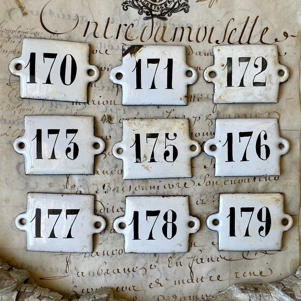 antique French enamel number tag, circa 1930s