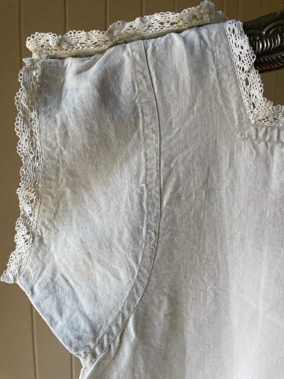 antique French linen and lace nightgown ~ CP mono… - image 6